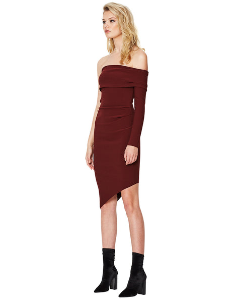 Love Ruler Asymmetrical Dress- Deep Rogue