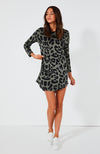 Bronx Longsleeve Dress- Sage Leopard