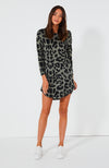 Bronx Longsleeve Dress- Sage Leopard
