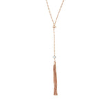 Before The Sunset Pearl Lariat- Rose Gold