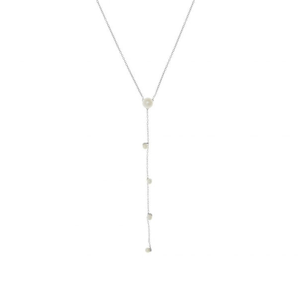 Before The Sunset Pearl Drop Necklace- Silver