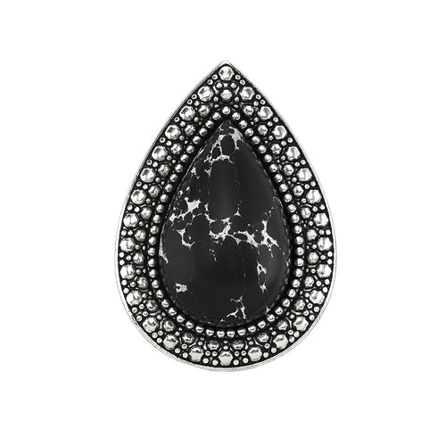 Bohemian Bardot Ring- Black Marble