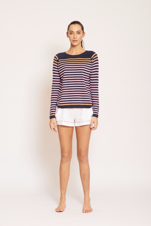 Frenchie Stripe Sweater- Mango/Musk