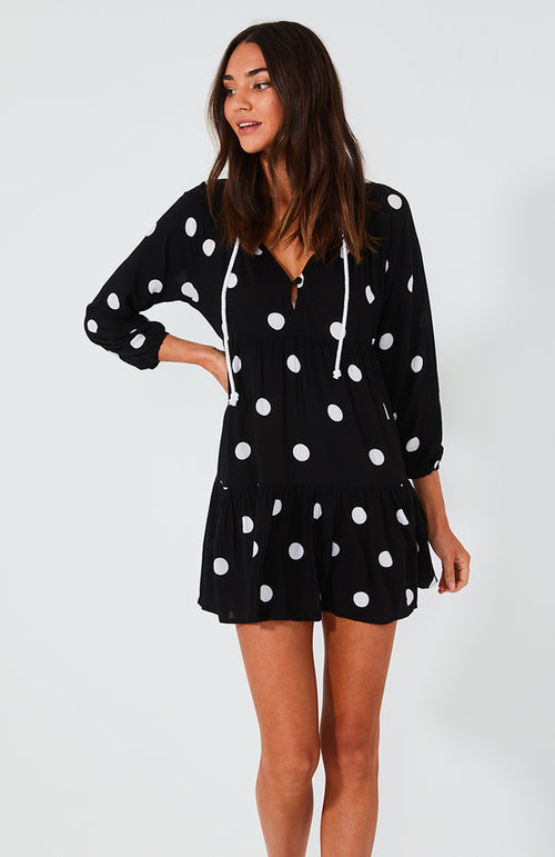 Cali Shirt Dress- Black Spot