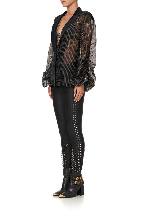 Ruched Sleeve Blazer - Punk of Primrose