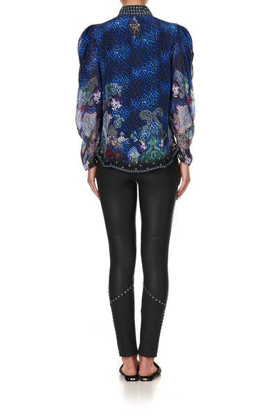 Pintuck Blouse W Drape Sleeve- Camden Moon