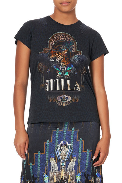 Slim Fit Round Neck T-Shirt- Dripping In Deco