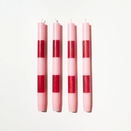 STRIPE CANDLE PACK - PINK + MAROON