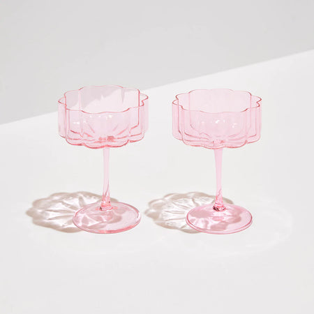Two Wave Wine Glasses- Clear