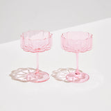 Two Wave Coupe Glasses- Pink