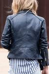 Classic Biker Jacket- Navy