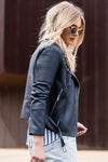 Classic Biker Jacket- Navy