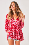 Cali Shirt Dress- Red Leopard