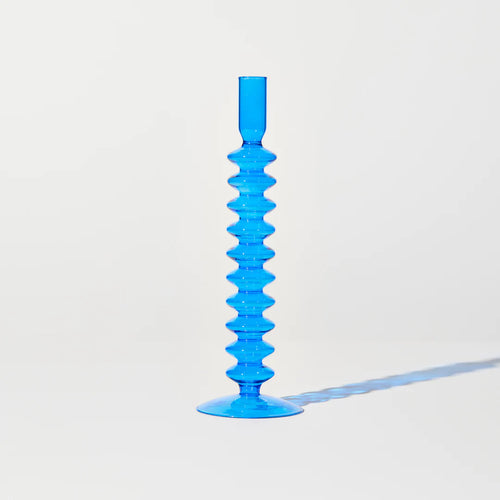 Zig Zag Candle Holder in Blue