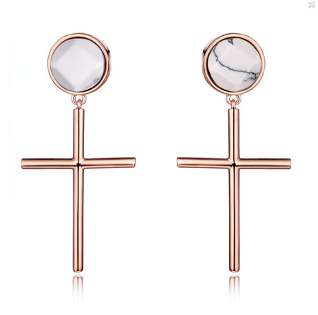 The Ritchie Cross Earring- Gold/Onyx