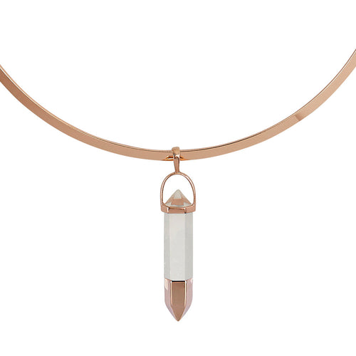 Tipped Collar- Clear Quartz/ Rose Gold