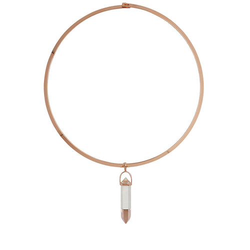 Tipped Collar- Clear Quartz/ Rose Gold