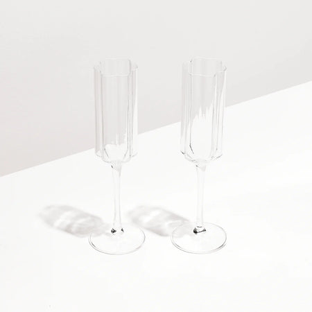Two Wave Wine Glasses- Teal