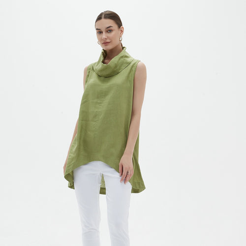 Cowl neck sleeveless tunic-meadow green