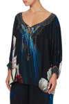 Raglan Sleeve Blouse W Cuff- Night Flight