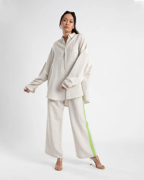 LS OVERSIZED SHIRT- SILVER