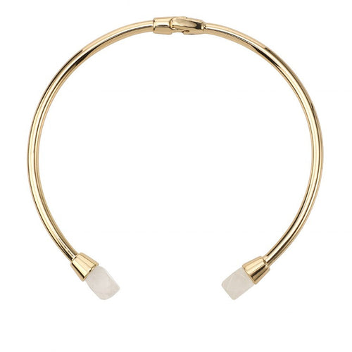 Dawns Exhale Collar Necklace- Clear Quartz/Gold