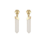 Dawns Exhale Drop Earring- Clear Quartz/Gold