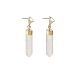 Dawns Exhale Drop Earring- Clear Quartz/Gold