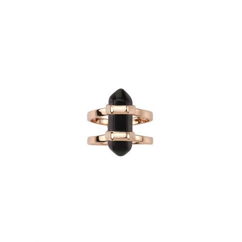 Dawns Exhale Ring- Onyx/Rose Gold