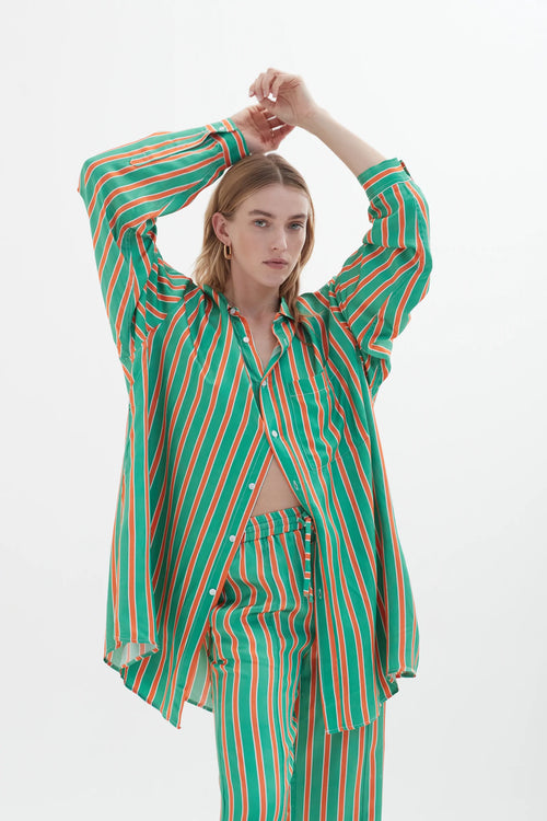 Dillon Shirt in Orange/Green