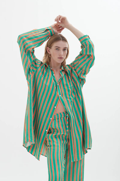 Dillon Shirt in Orange/Green