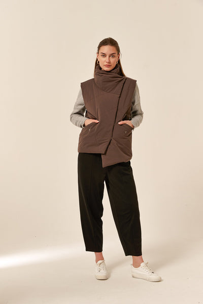 Step Hem Vest- Chocolate