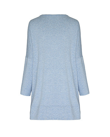 Zip Pocket Sweater- Sky Blue Marle