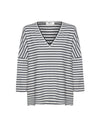 V Short Sl Sweater- Chalk Marl/Ink Marl