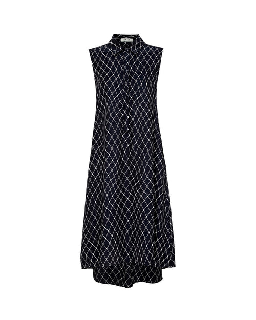 Sleeveless Shirt Dress- Net Print