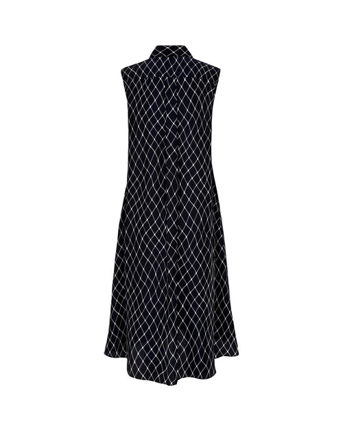 Sleeveless Shirt Dress- Net Print