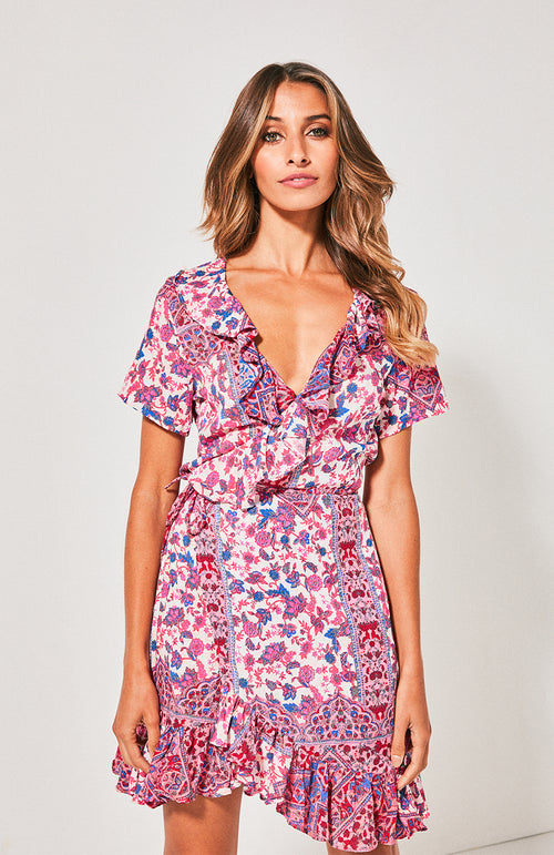 Floyd Wrap Dress- Rose Marrakes