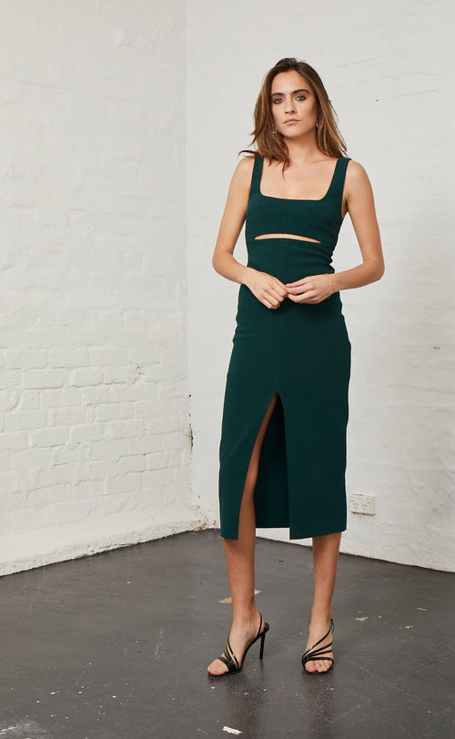 Margaux Mouth Dress- Forest