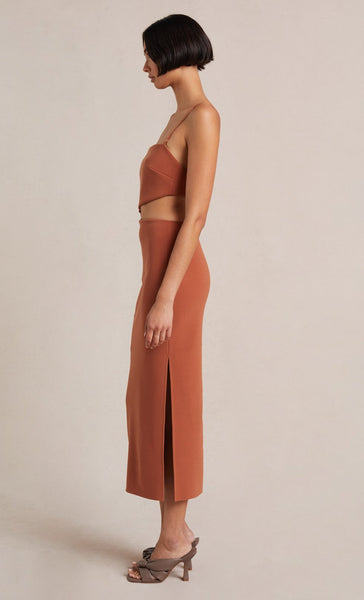 Alba Cut Out Midi Dress- Terracotta