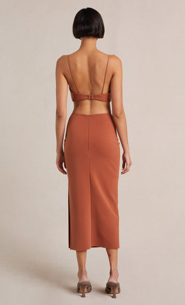 Alba Cut Out Midi Dress- Terracotta