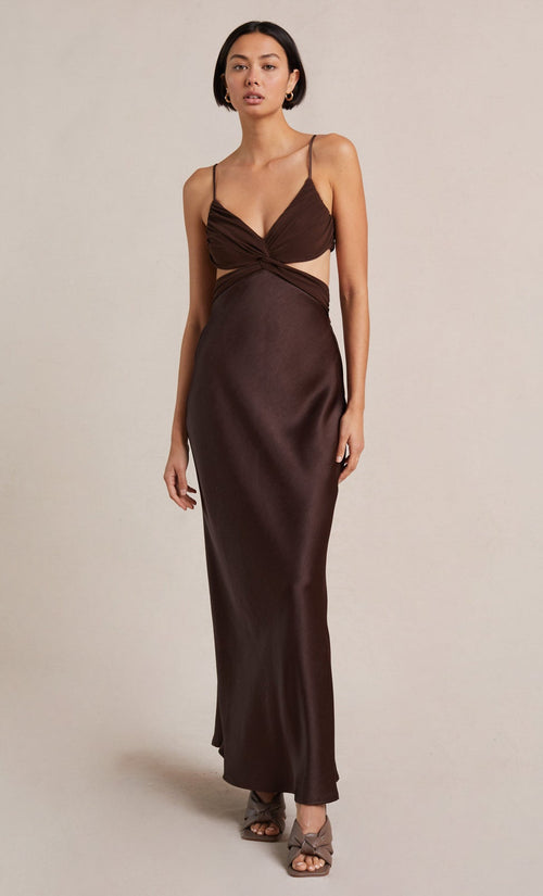 Nadia Twist Maxi Dress- Chocolate