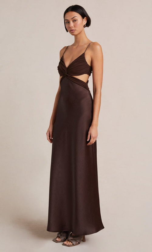 Nadia Twist Maxi Dress- Chocolate