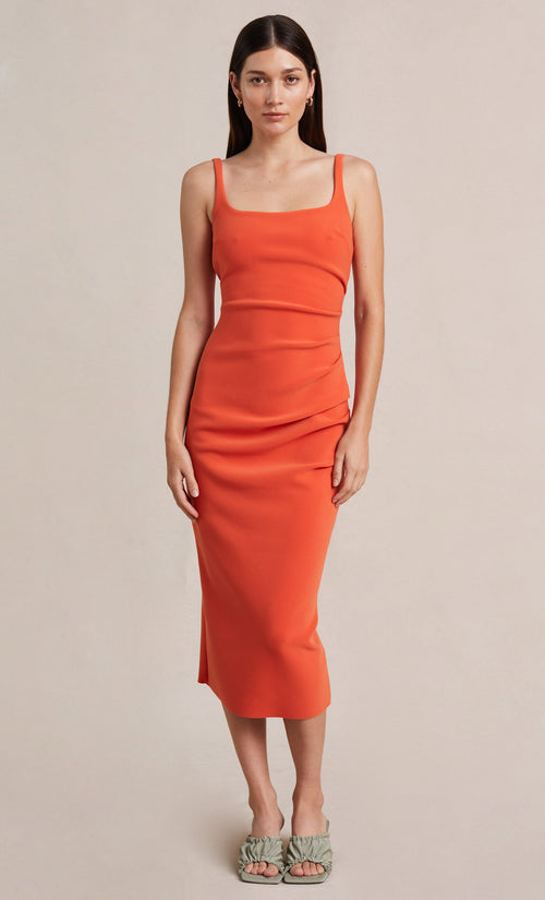 Elroy Tuck Midi Dress- Flame