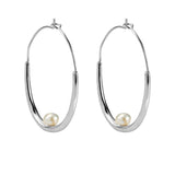 Hunter & Gatherer Hoop Earrings- Pearl/Silver