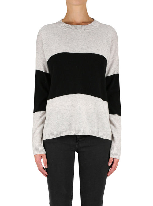 Hyperluxe Stripe Sweater- Grey/Black
