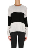 Hyperluxe Stripe Sweater- Grey/Black