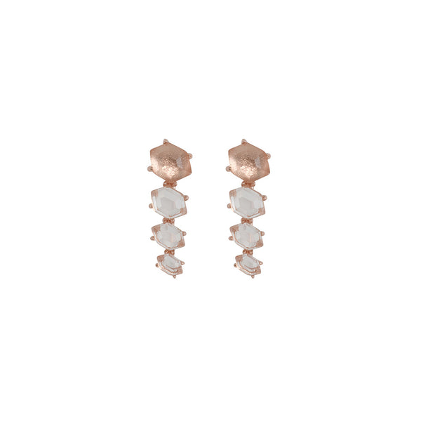 Harvest Moon Cuff Earrings- Crystal Quartz