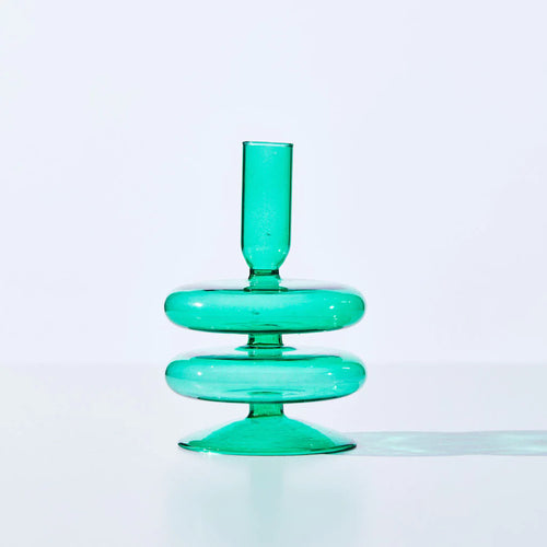 Double Bubble Candle Holder in Green