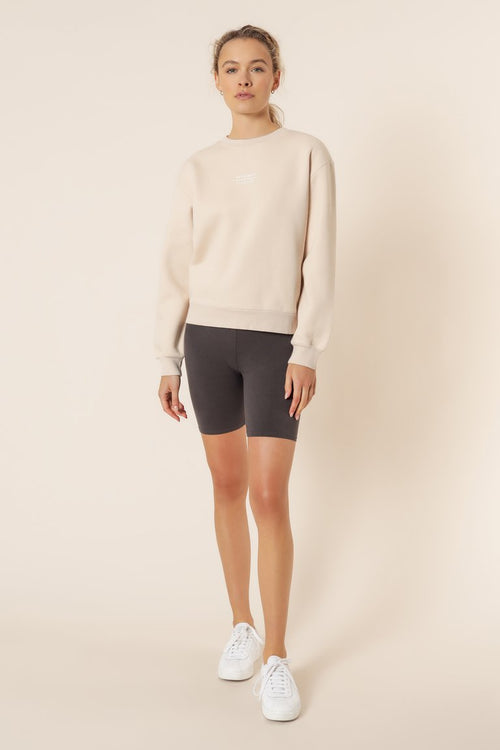 Nude Classic Slogan Sweater- Almond