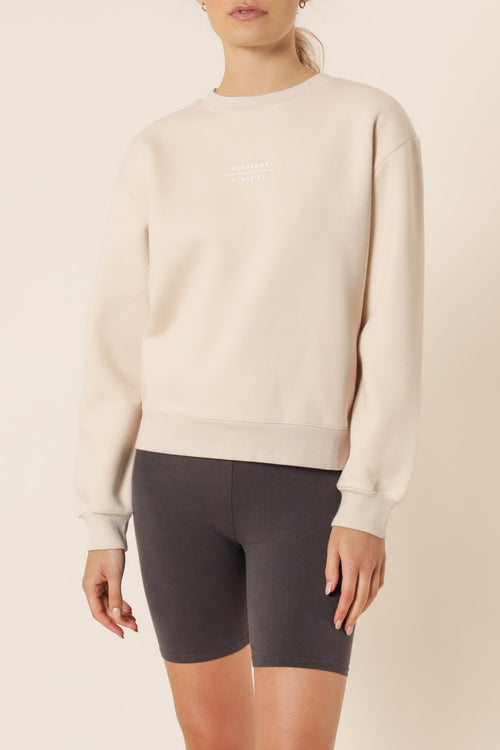 Nude Classic Slogan Sweater- Almond